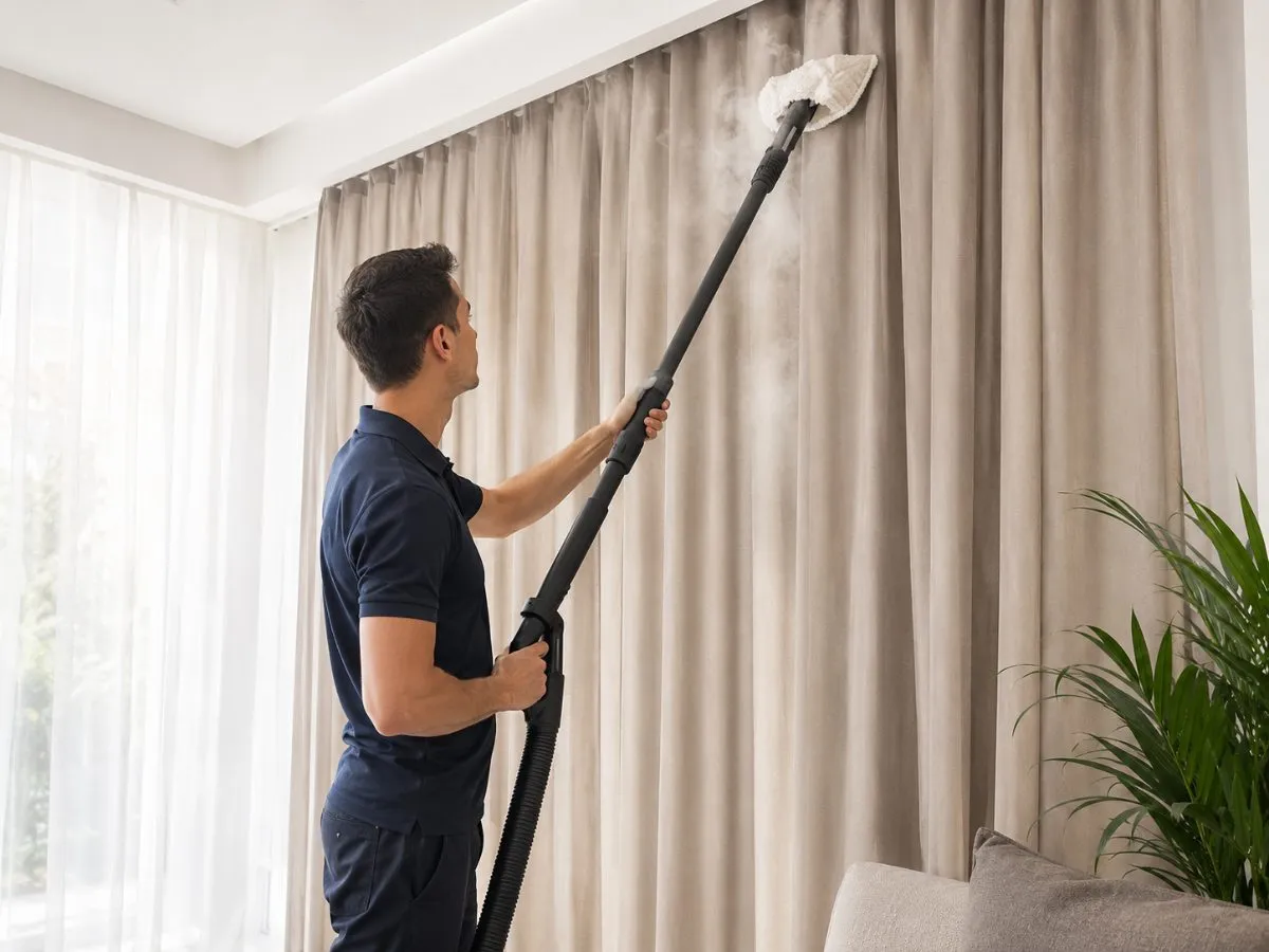 On-site curtain steam cleaning in Singapore by Cleanitize