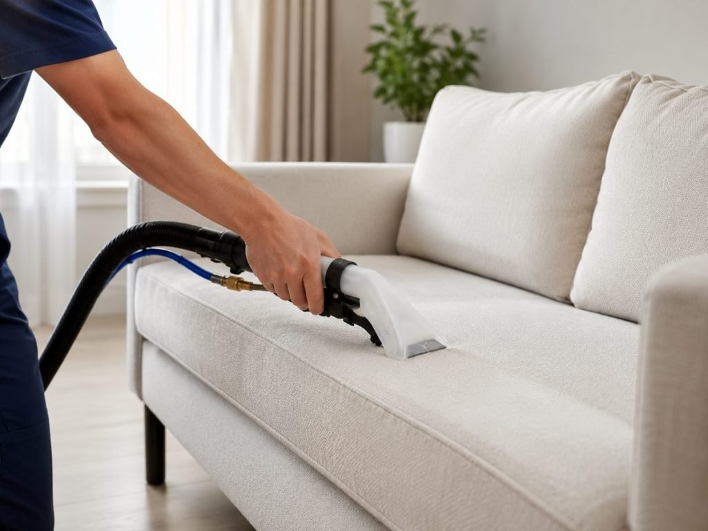 Fabric sofa cleaning in a Singapore home by Cleanitize