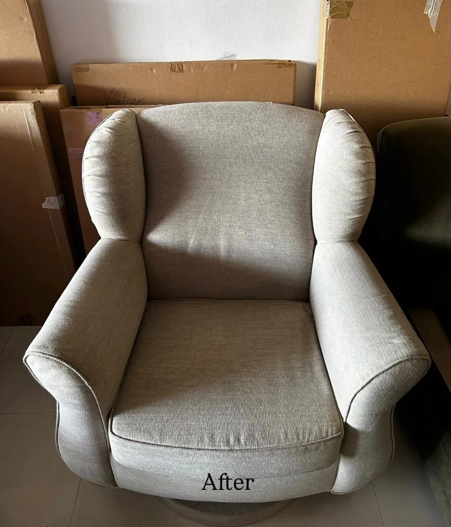 Fabric Wingback Armchair — after professional upholstery cleaning in Singapore by Cleanitize