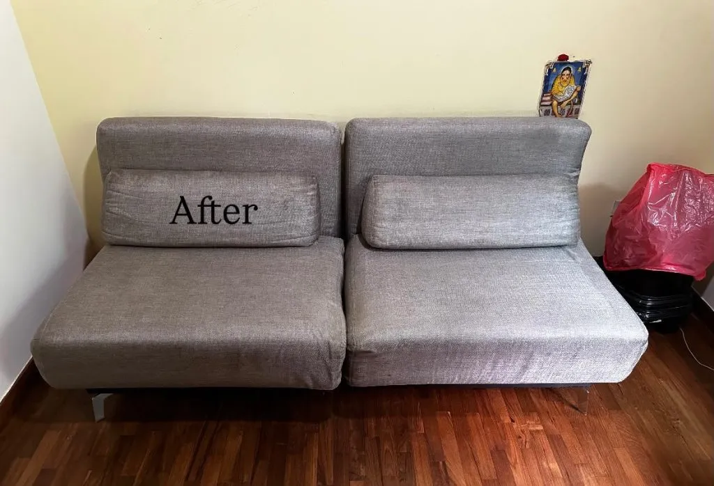 Fabric Sofa Bed — after professional upholstery cleaning in Singapore by Cleanitize